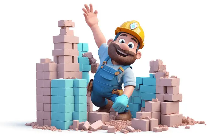 Construction Labor 3D Character Design Illustration